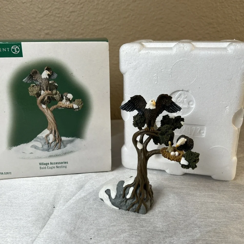 Vintage 2001 Department 56 BALD EAGLE NESTING SNOW VILLAGE CHRISTMAS #52972